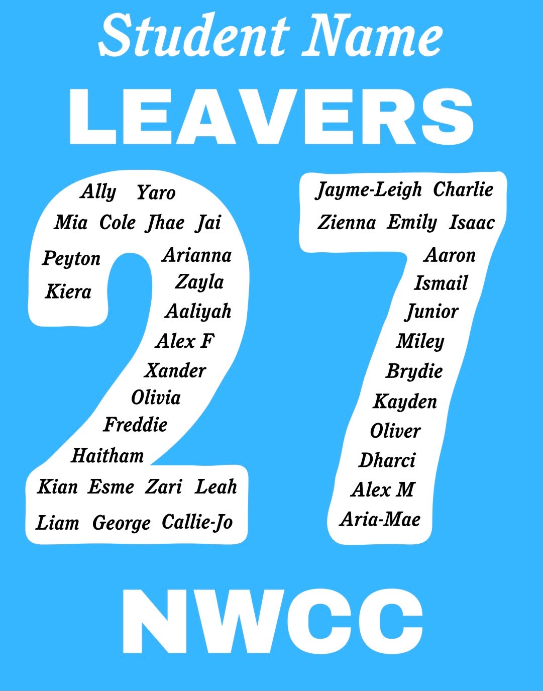 NWCC Leavers 2027 hoodie Sapphire Blue