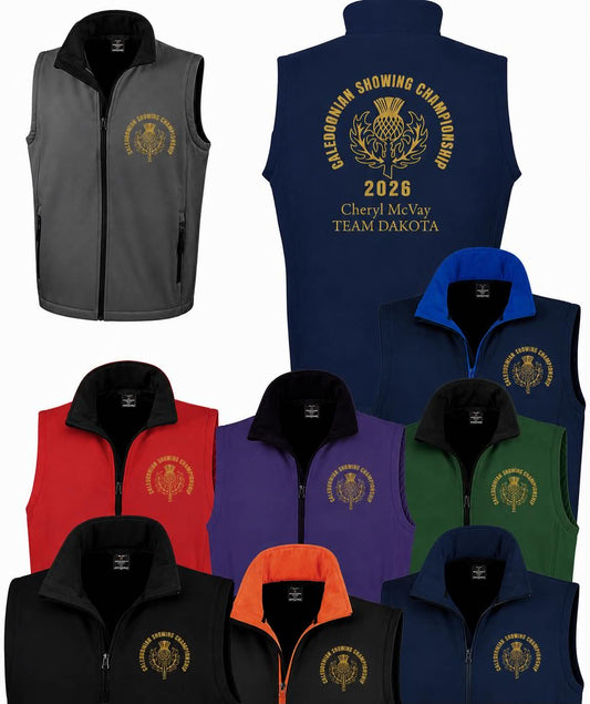 Caledonian Championship Adult Soft Shell Gilet Printed or Embroidered
